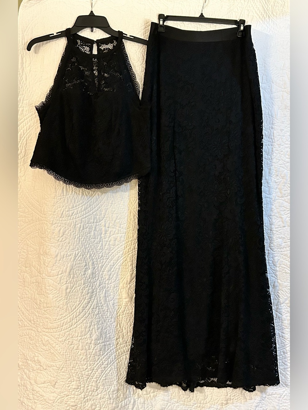 torrid Black Lace Maxi Skirt & Lace Halter Crop Set